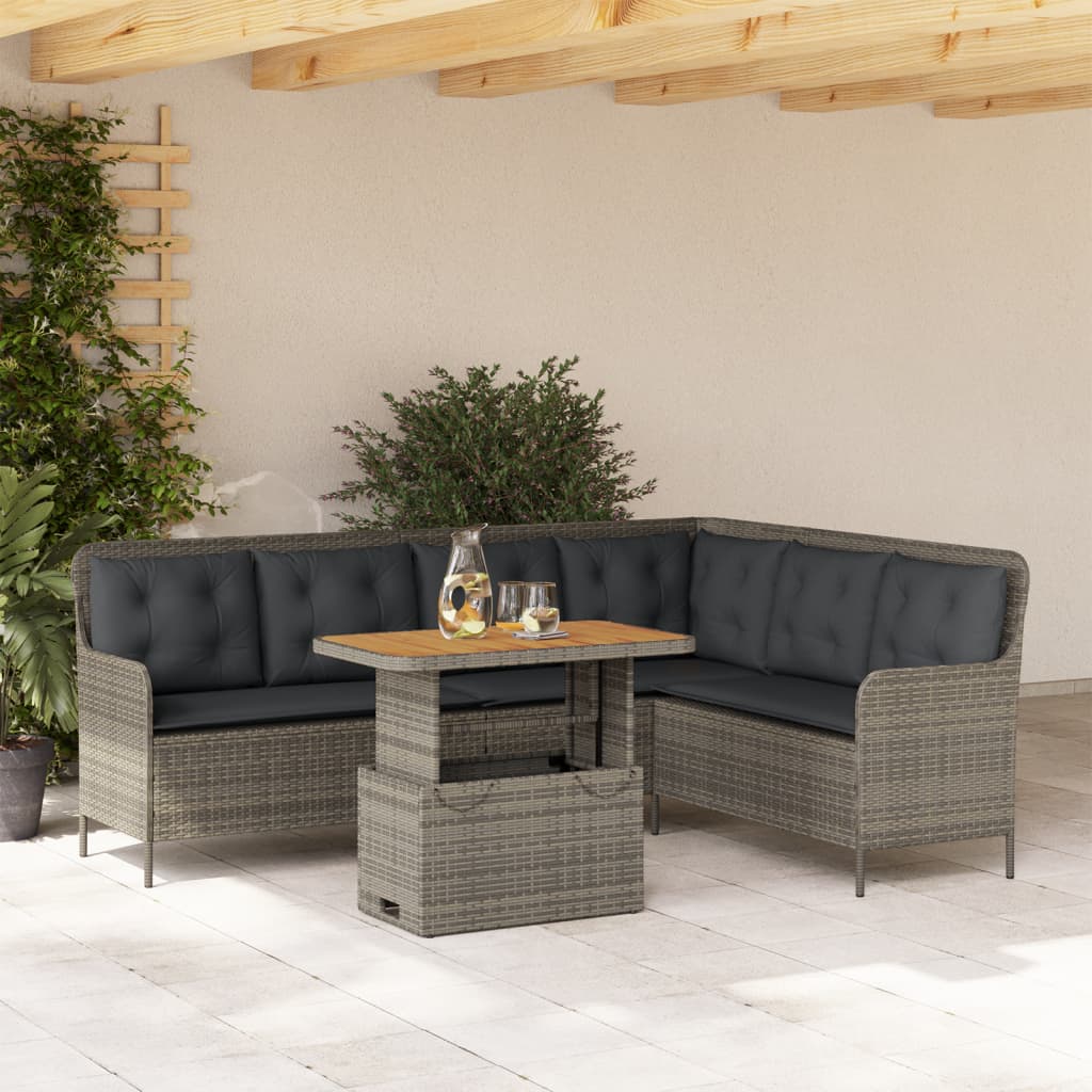 Set Divano da Giardino 2 pz con Cuscini Grigio in Polyrattan - homemem39