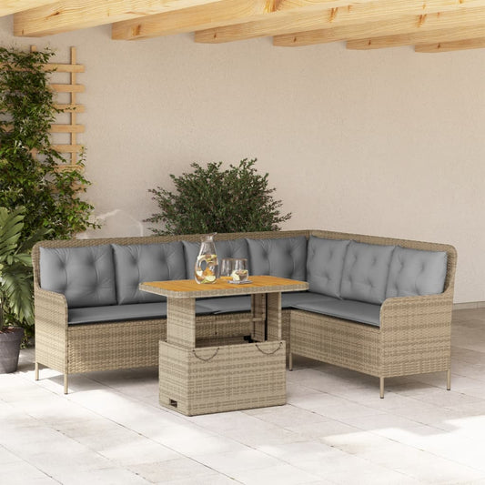 Set Divani da Giardino 2 pz con Cuscini Beige in Polyrattan