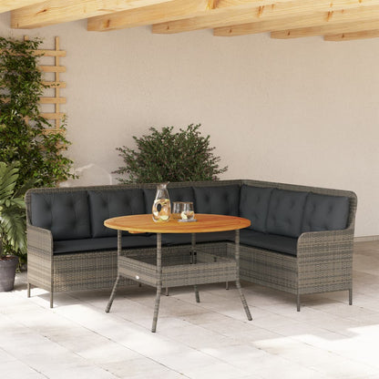 Set Divano da Giardino 2 pz con Cuscini Grigio in Polyrattan - homemem39
