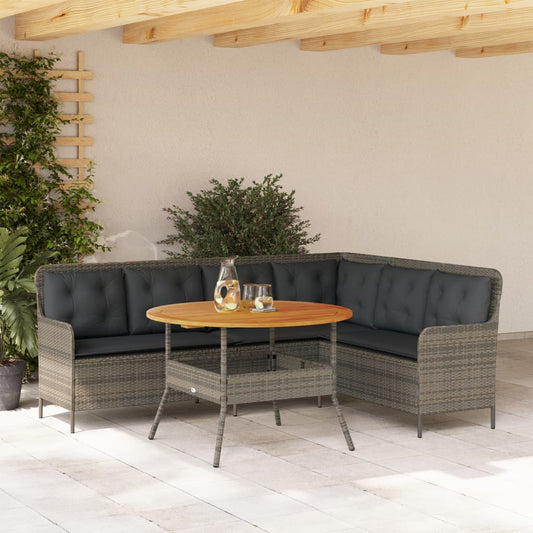 Set Divano da Giardino 2 pz con Cuscini Grigio in Polyrattan - homemem39