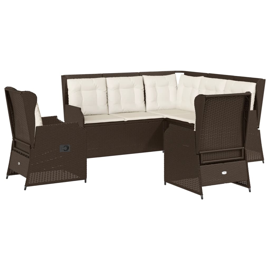 Set Divani da Giardino 5 pz con Cuscini Marrone in Polyrattan | homemem39