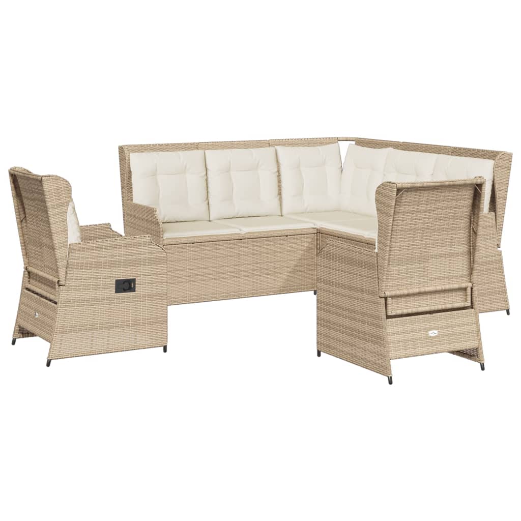 Set Divani da Giardino 5 pz con Cuscini in Polyrattan Beige | homemem39