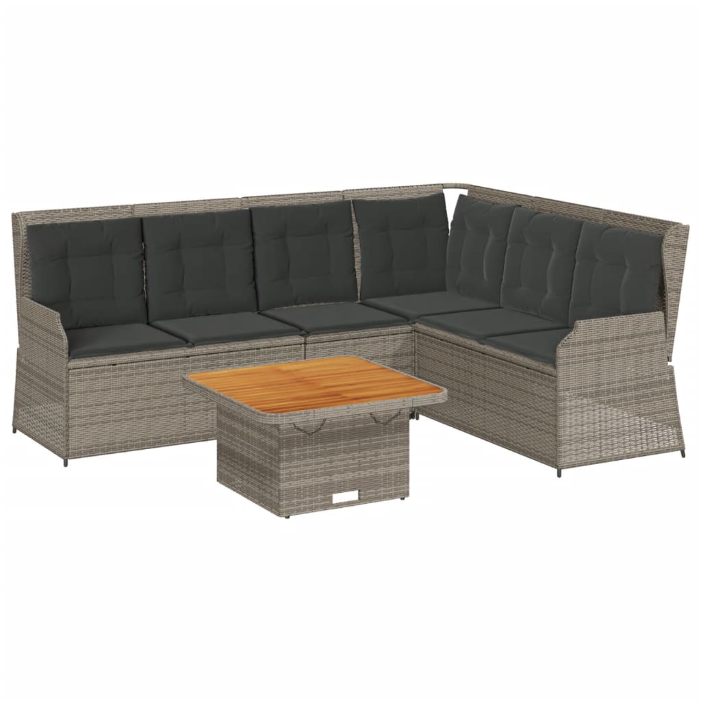 Set Divani da Giardino 5 pz con Cuscini in Polyrattan Grigio