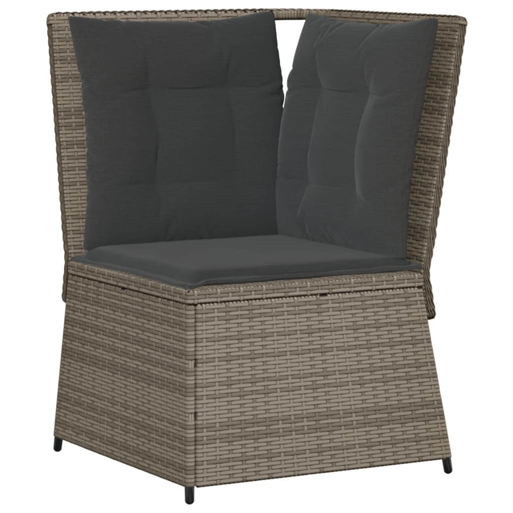 Set Divani da Giardino 5 pz con Cuscini in Polyrattan Grigio