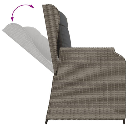 Set Divani da Giardino 5 pz con Cuscini in Polyrattan Grigio