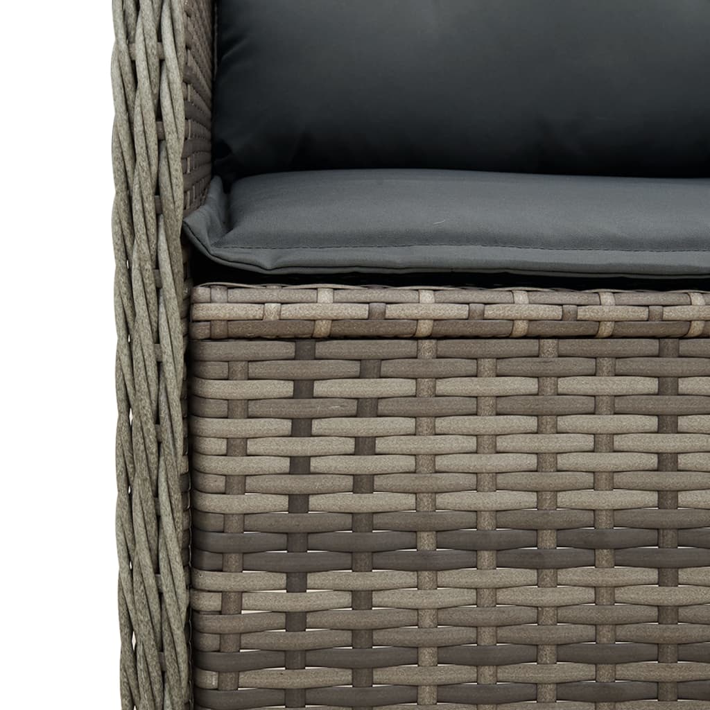 Set Divani da Giardino 5 pz con Cuscini in Polyrattan Grigio