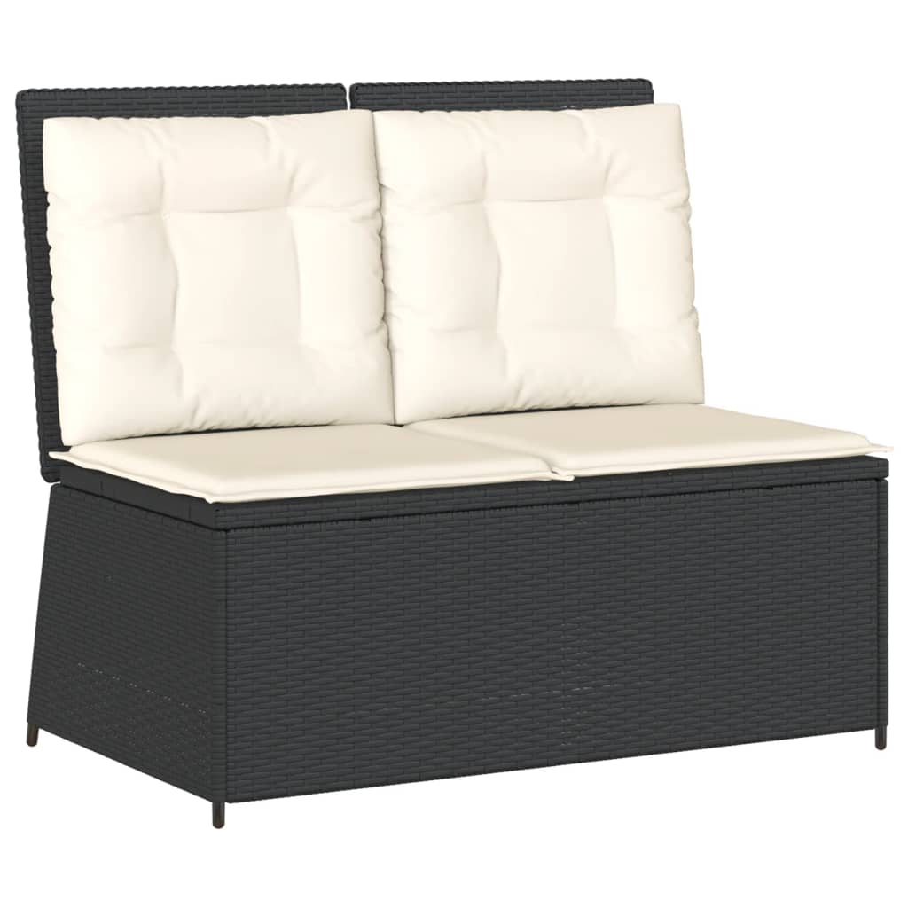 Set Salotto da Giardino con Cuscini 7pz Nero Polyrattan