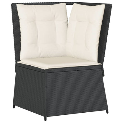 Set Salotto da Giardino con Cuscini 7pz Nero Polyrattan