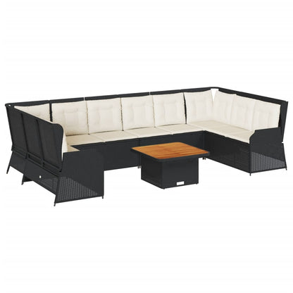 Set Salotto da Giardino con Cuscini 7pz Nero Polyrattan | homemem39