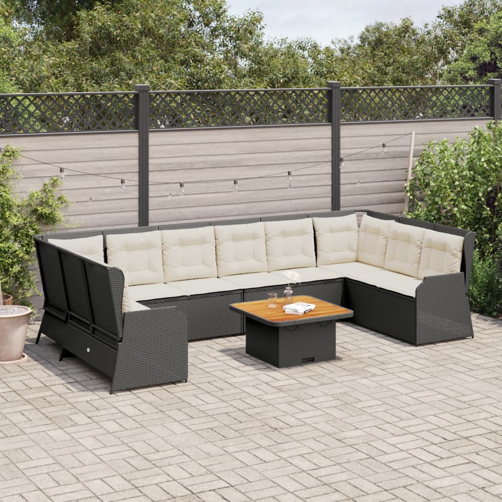 Set Salotto da Giardino con Cuscini 7pz Nero Polyrattan | homemem39