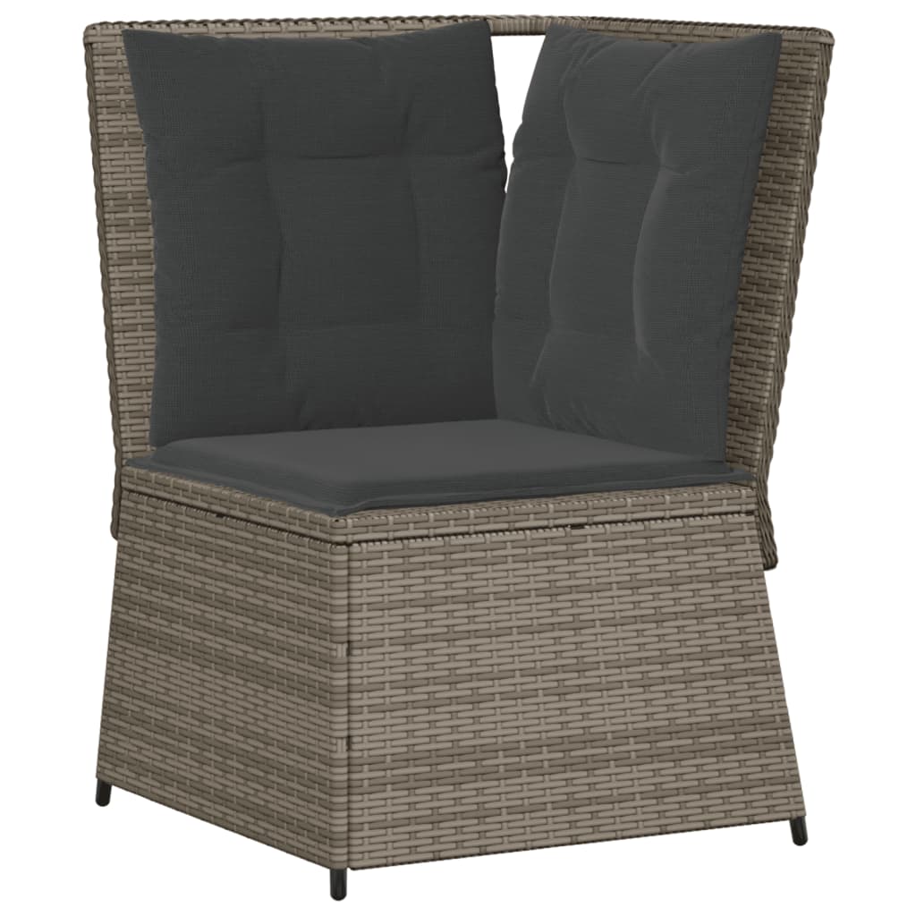 Set Divani da Giardino 7 pz con Cuscini in Polyrattan Grigio