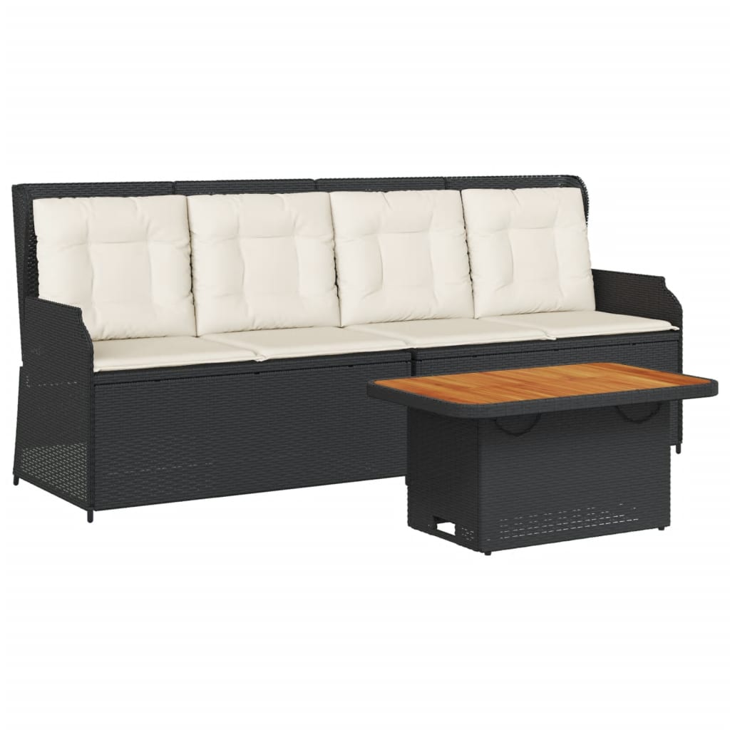 Set Divani da Giardino 3 pz con Cuscini Nero in Polyrattan | homemem39