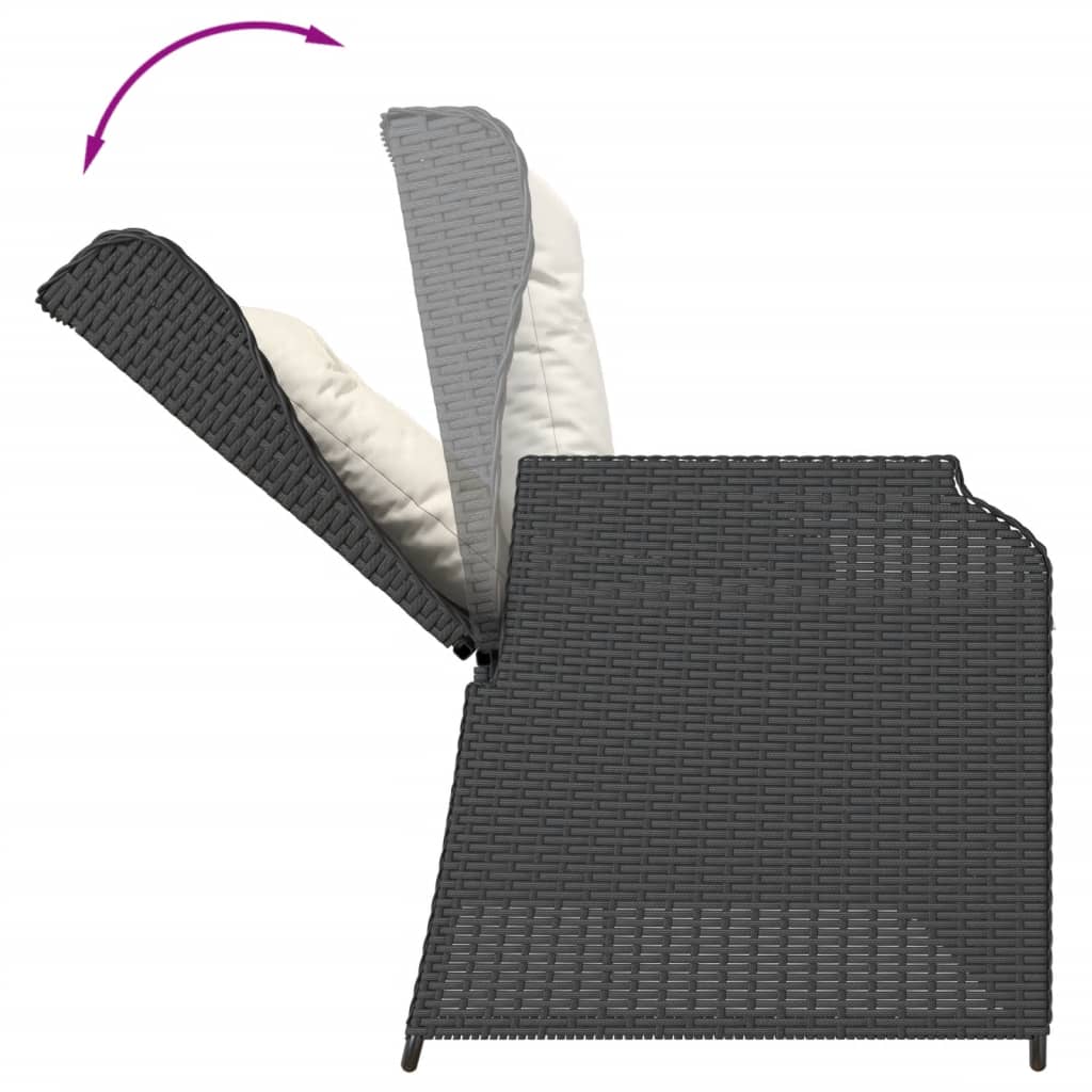 Set Divani da Giardino 3 pz con Cuscini Nero in Polyrattan | homemem39