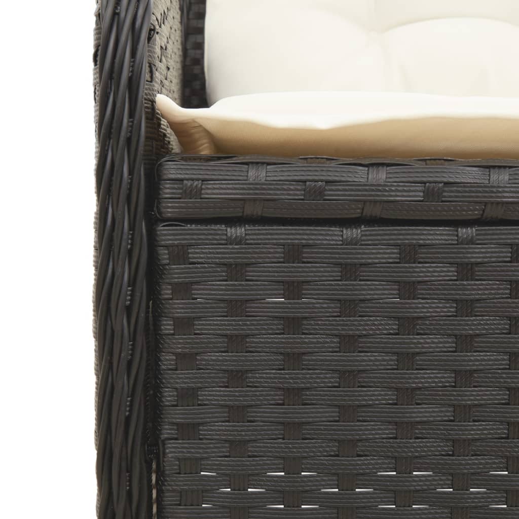 Set Divani da Giardino 3 pz con Cuscini Nero in Polyrattan | homemem39
