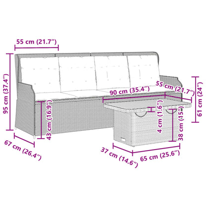 Set Divani da Giardino 3 pz con Cuscini Nero in Polyrattan | homemem39