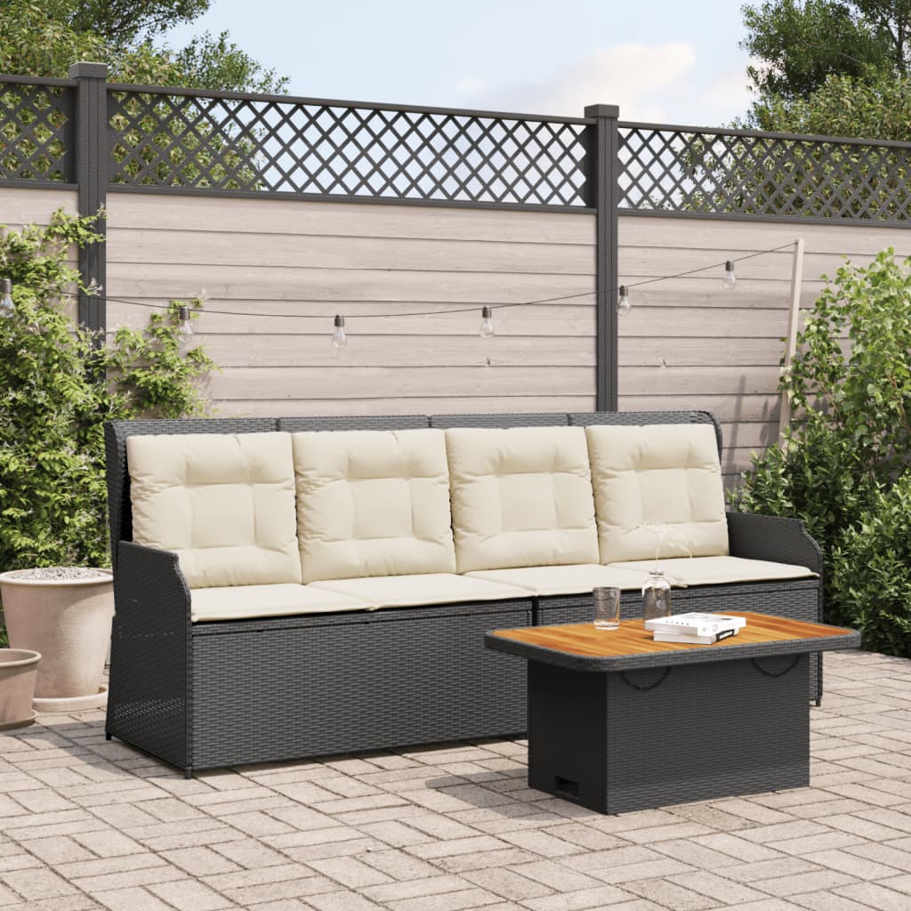Set Divani da Giardino 3 pz con Cuscini Nero in Polyrattan | homemem39