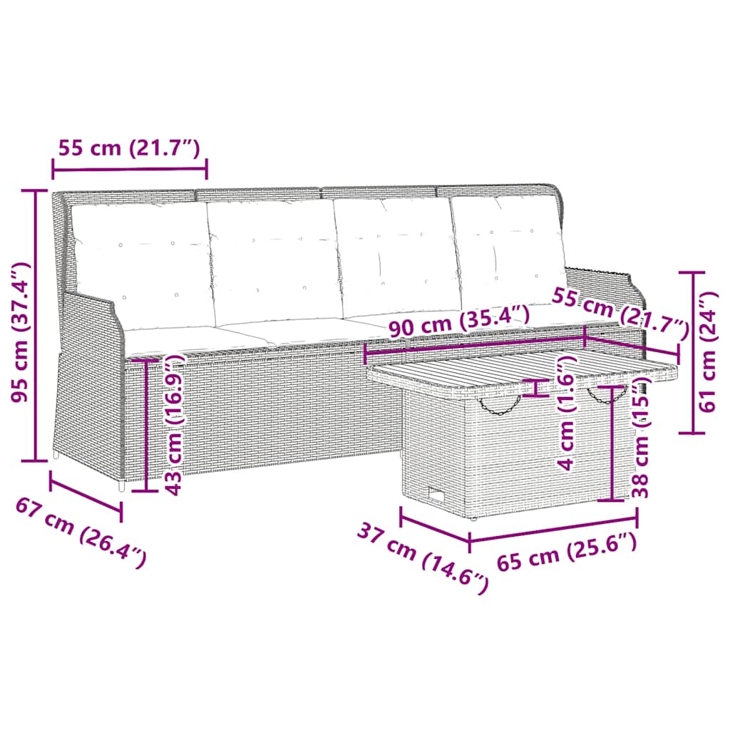 Set Divani da Giardino 3 pz con Cuscini in Polyrattan Grigio | homemem39