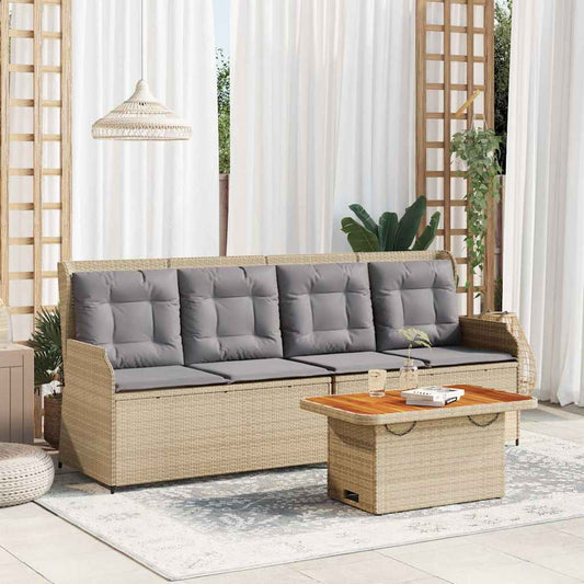 Set Divani da Giardino 3 pz con Cuscini in Polyrattan Beige