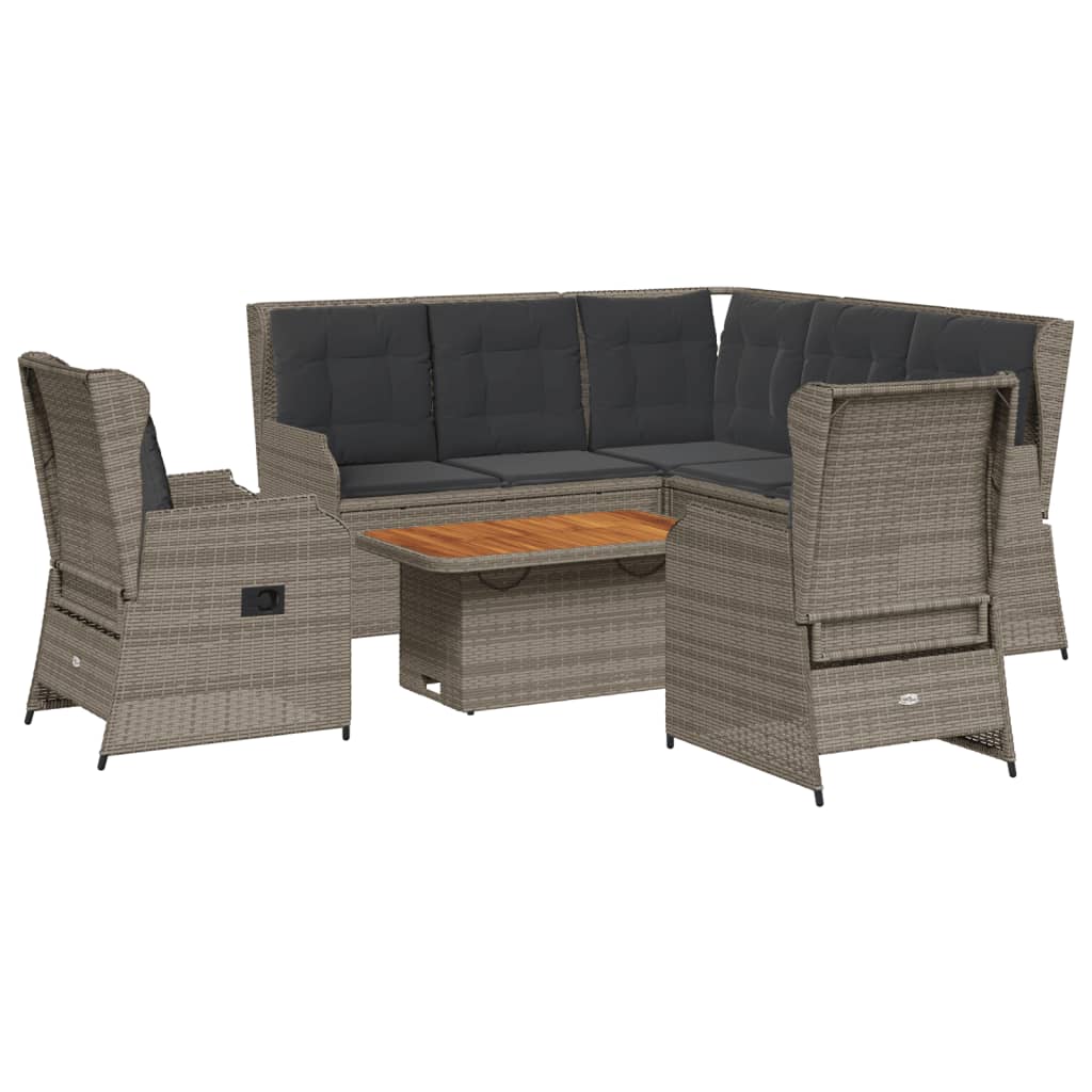 Set Divani da Giardino 6 pz con Cuscini in Polyrattan Grigio | homemem39