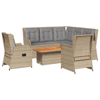 Set Divani da Giardino 6 pz con Cuscini in Polyrattan Beige | homemem39