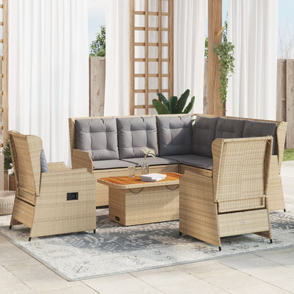 Set Divani da Giardino 6 pz con Cuscini in Polyrattan Beige | homemem39