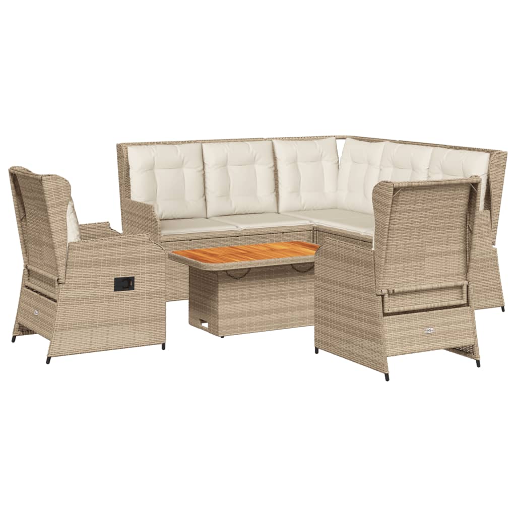 Set Divani da Giardino 6 pz con Cuscini in Polyrattan Beige | homemem39