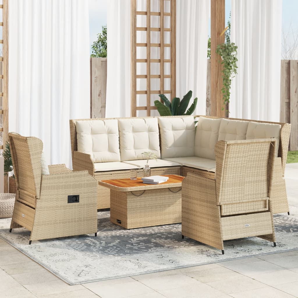 Set Divani da Giardino 6 pz con Cuscini in Polyrattan Beige | homemem39