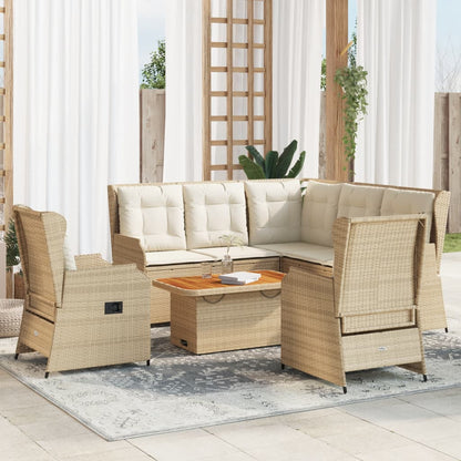 Set Divani da Giardino 6 pz con Cuscini in Polyrattan Beige | homemem39