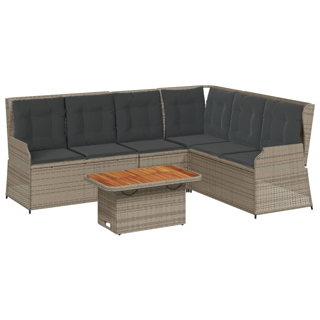 Set Divani da Giardino 5 pz con Cuscini in Polyrattan Grigio | homemem39
