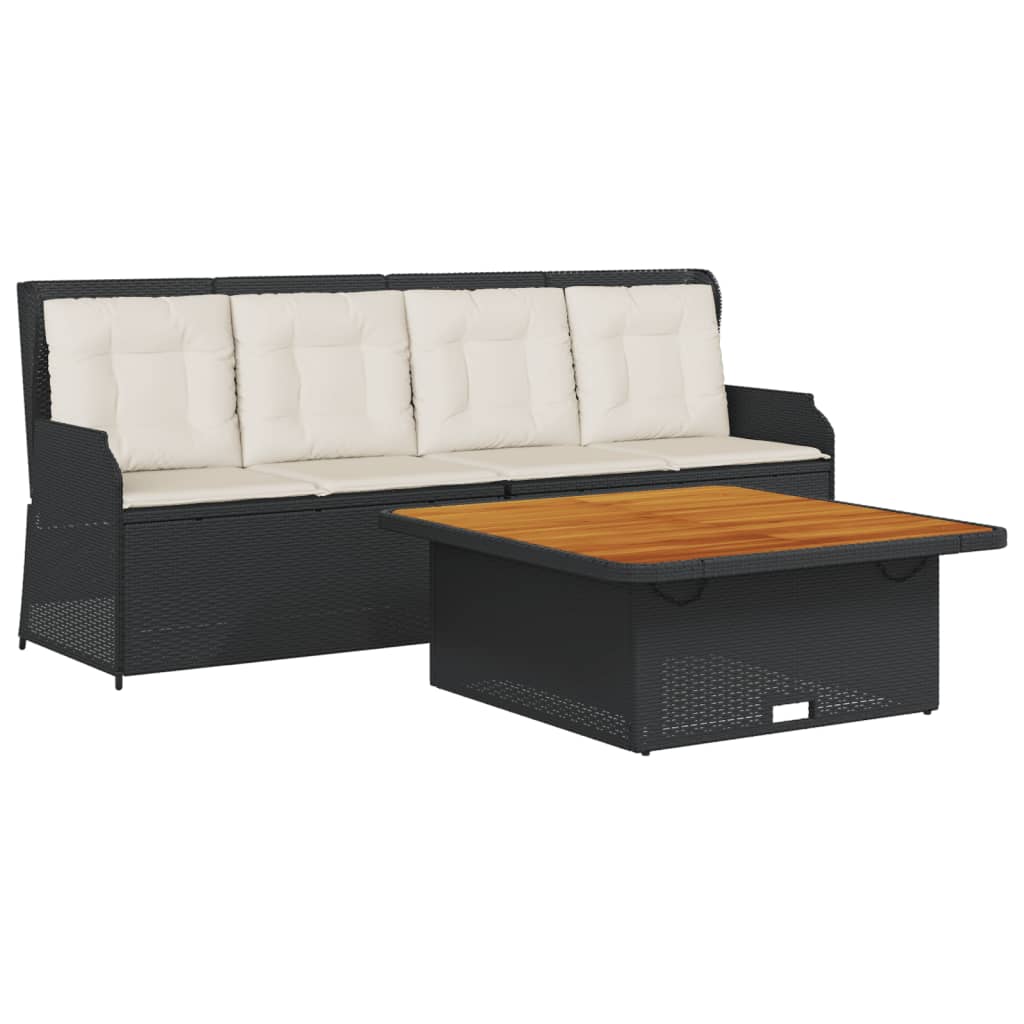 Set Divani da Giardino 3 pz con Cuscini in Polyrattan Nero | homemem39