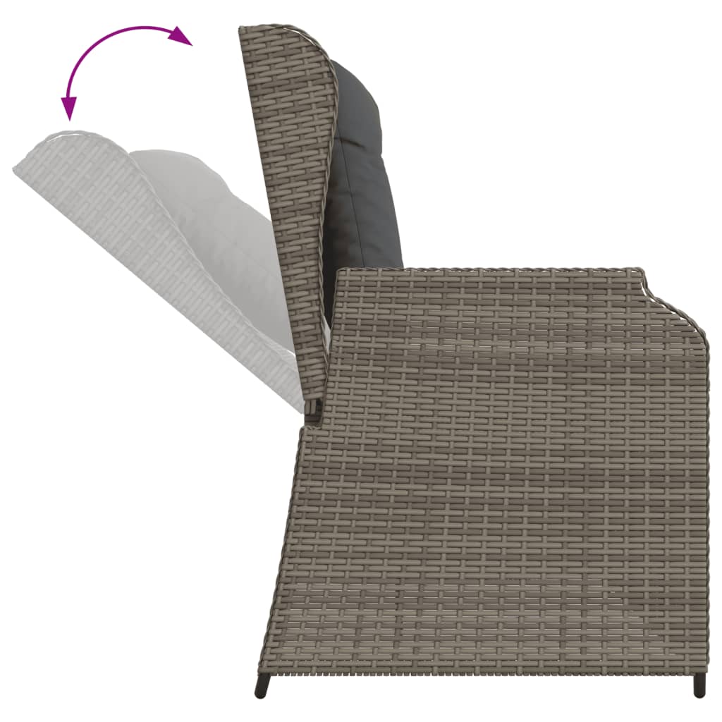 Set Divani da Giardino 3 pz con Cuscini Grigio in Polyrattan