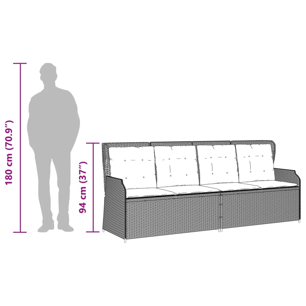Set Divani da Giardino 3 pz con Cuscini Grigio in Polyrattan