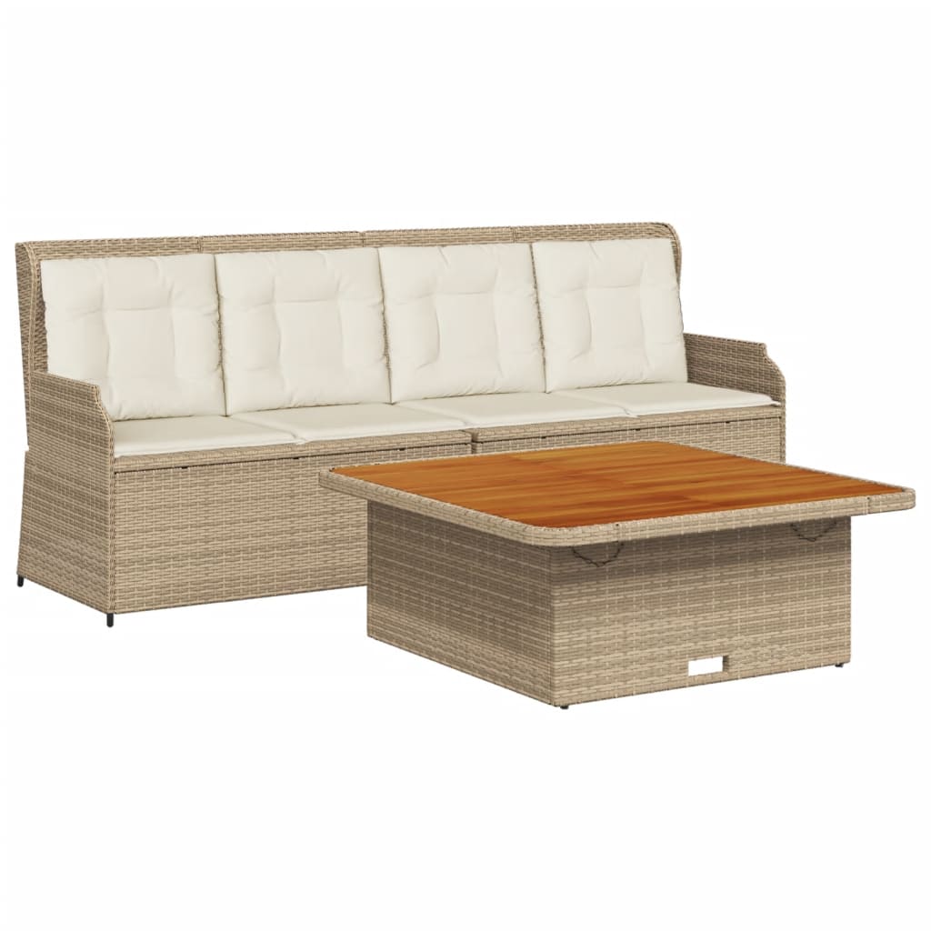 Set Divano da Giardino 3 pz con Cuscini Beige in Polyrattan | homemem39