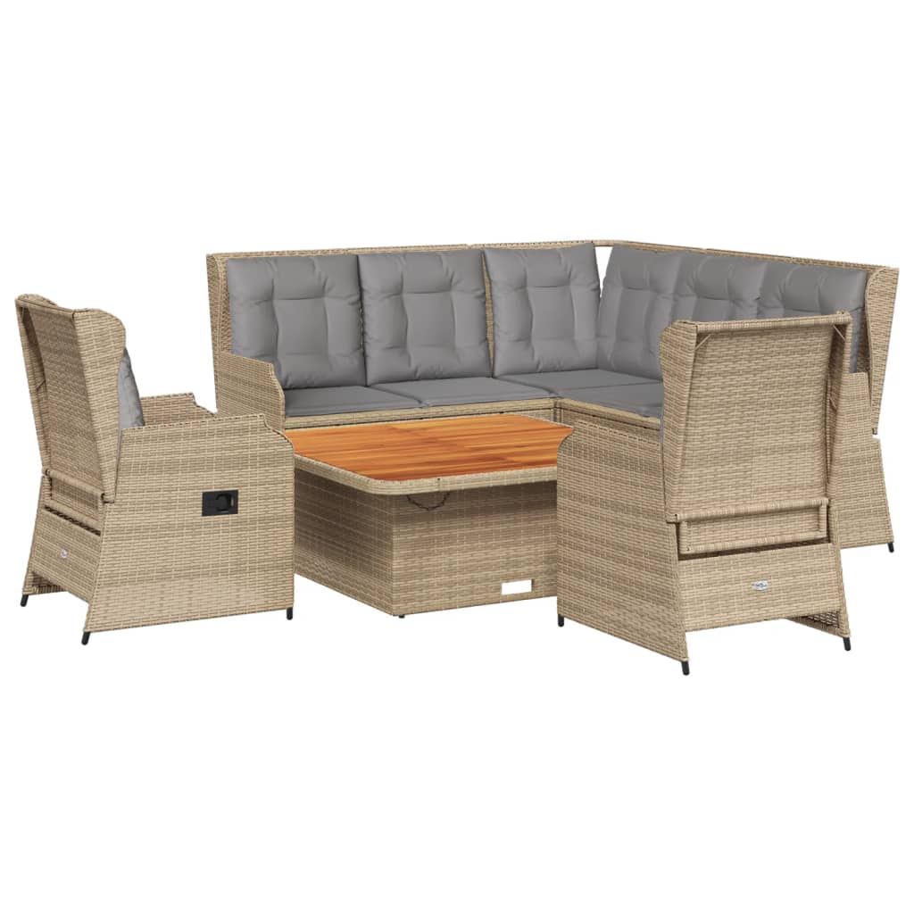 Set Divani da Giardino 6 pz con Cuscini in Polyrattan Beige | homemem39