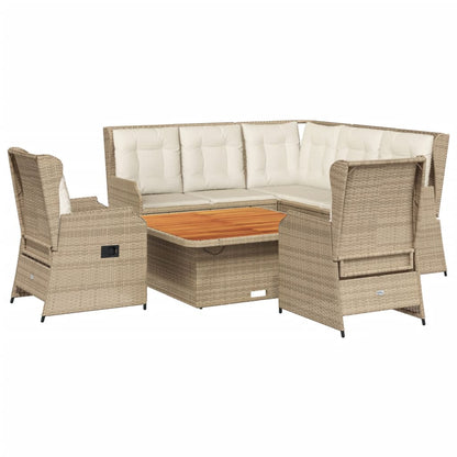 Set Divani da Giardino 6 pz con Cuscini in Polyrattan Beige | homemem39