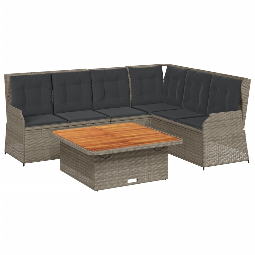 Set Divani da Giardino 5 pz con Cuscini in Polyrattan Grigio | homemem39