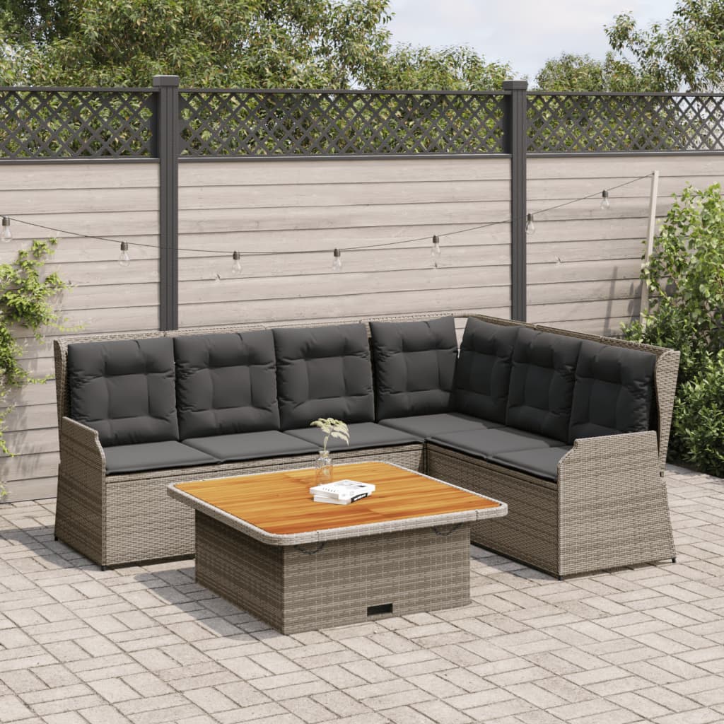 Set Divani da Giardino 5 pz con Cuscini in Polyrattan Grigio | homemem39