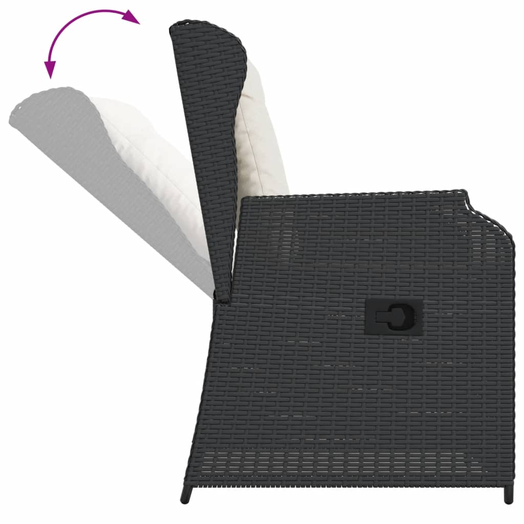Set Divani da Giardino 3 pz con Cuscini Nero in Polyrattan | homemem39