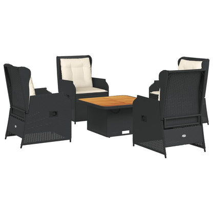 Set Divani da Giardino 5 pz con Cuscini Nero in Polyrattan | homemem39