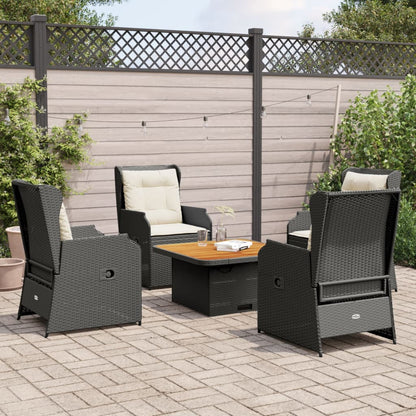 Set Divani da Giardino 5 pz con Cuscini Nero in Polyrattan | homemem39