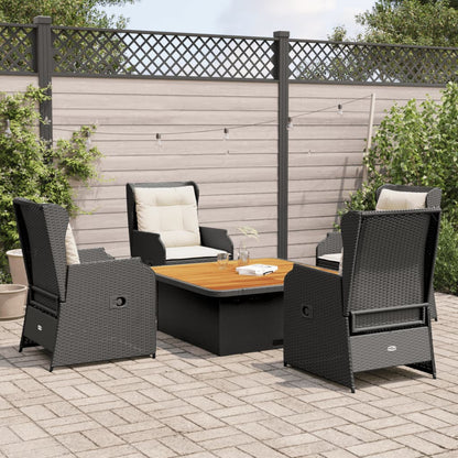 Set Divani da Giardino 5 pz con Cuscini Nero in Polyrattan | homemem39