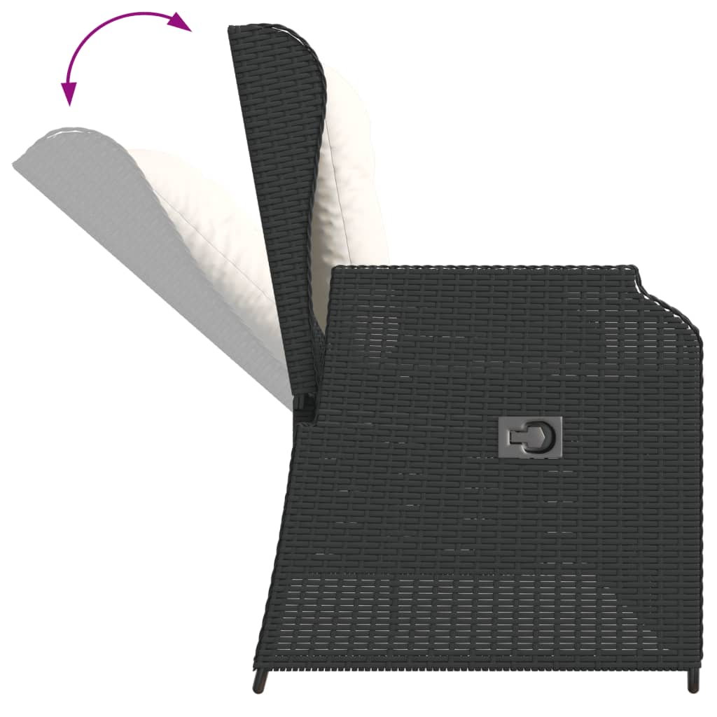 Set Divani da Giardino 3 pz con Cuscini Nero in Polyrattan | homemem39