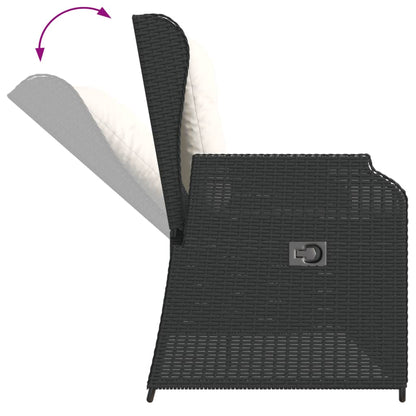 Set Divani da Giardino 3 pz con Cuscini Nero in Polyrattan | homemem39