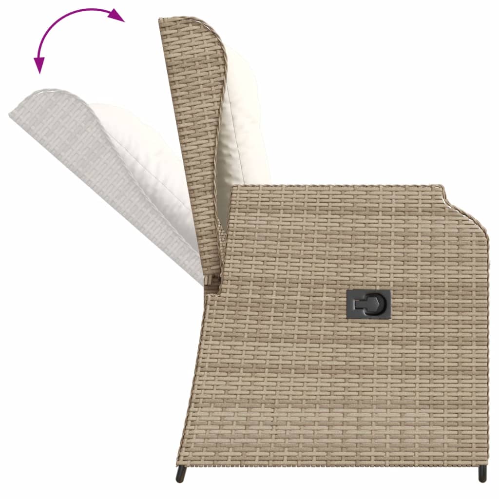 Set Divani da Giardino 3 pz con Cuscini in Polyrattan Beige