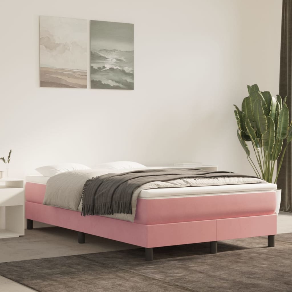 Giroletto a Molle con Materasso Rosa 120x190 cm in Velluto - homemem39