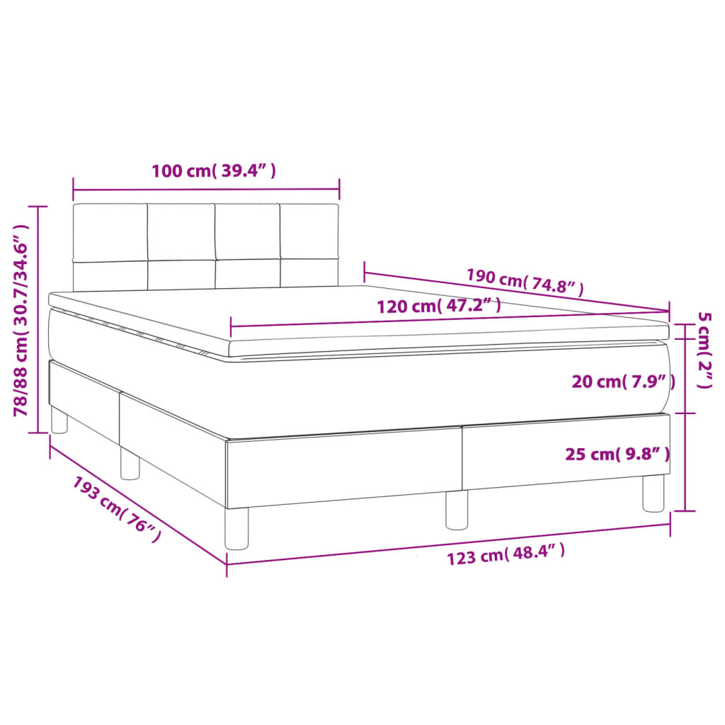 Giroletto a Molle con Materasso Marrone Scuro 120x190cm Tessuto | homemem39