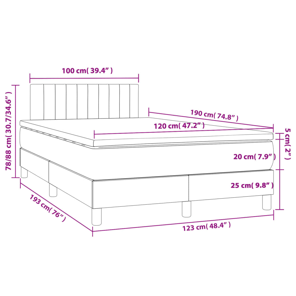 Giroletto a Molle con Materasso Marrone Scuro 120x190cm Tessuto | homemem39