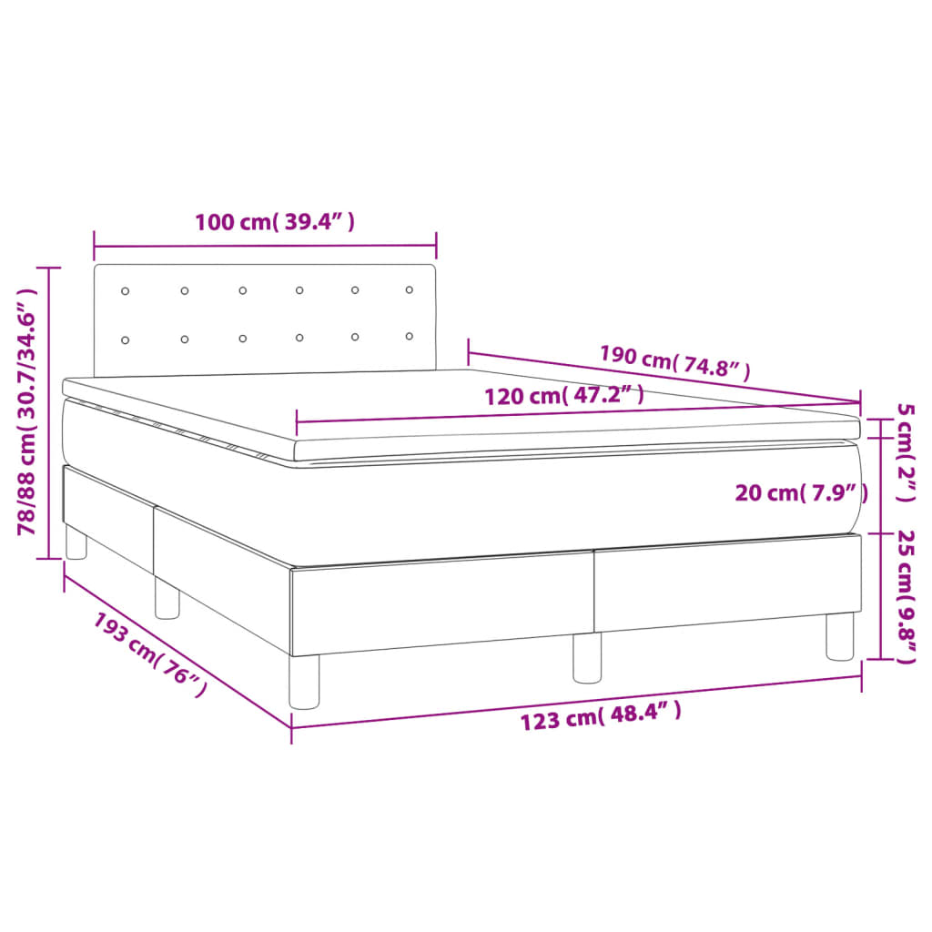 Giroletto a Molle con Materasso Marrone Scuro 120x190cm Tessuto | homemem39