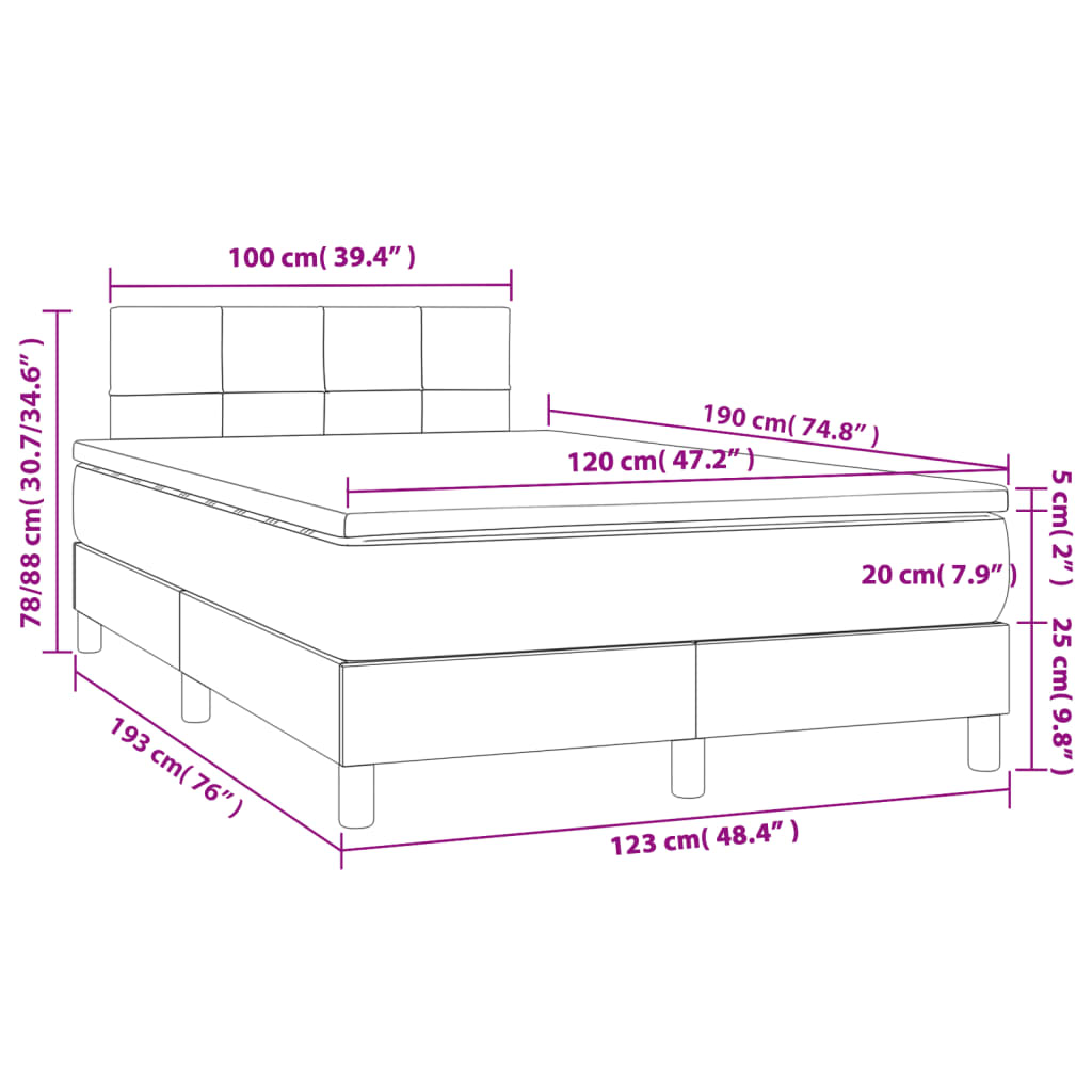 Giroletto a Molle con Materasso Marrone Scuro 120x190cm Tessuto | homemem39