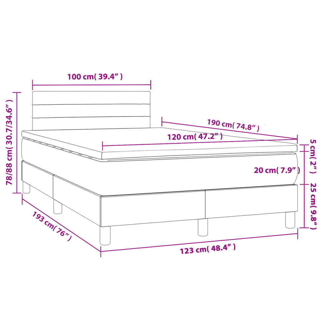 Giroletto a Molle con Materasso Blu 120x190 cm in Tessuto | homemem39